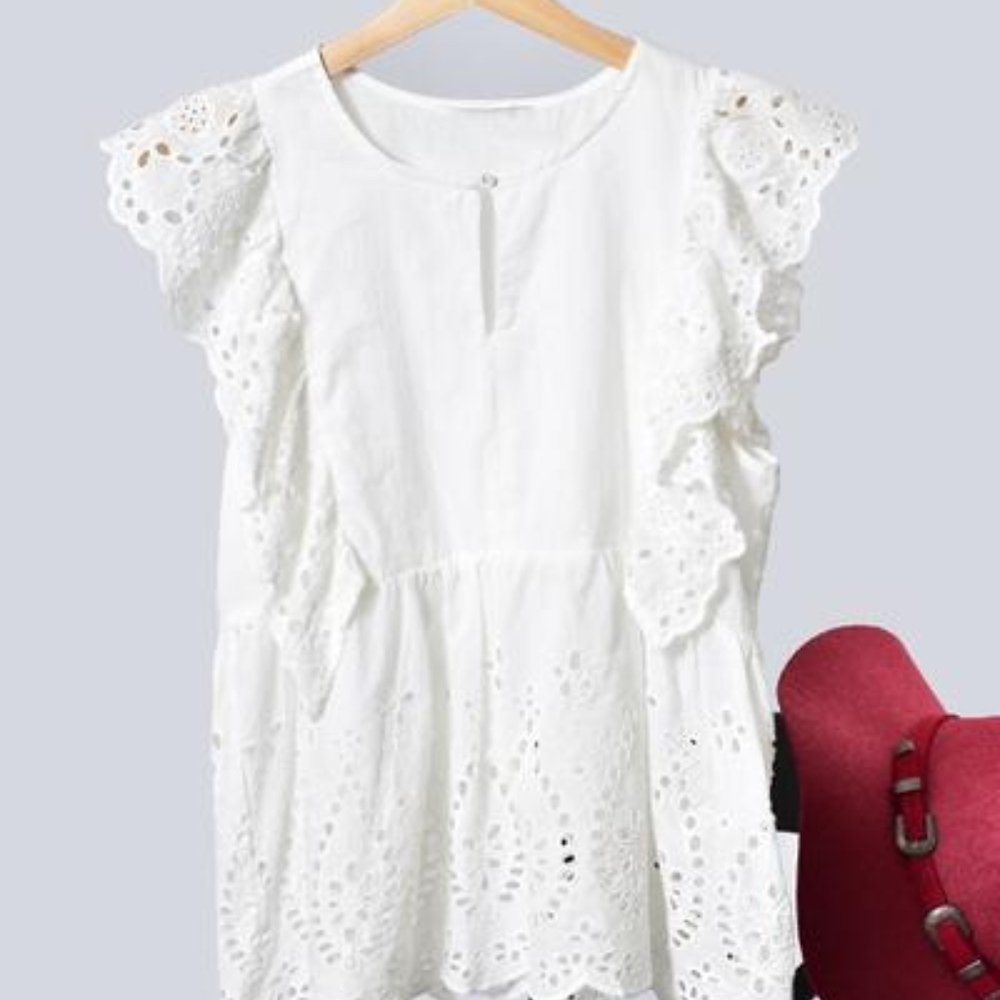 Phoebe Eyelet Ruffle Top